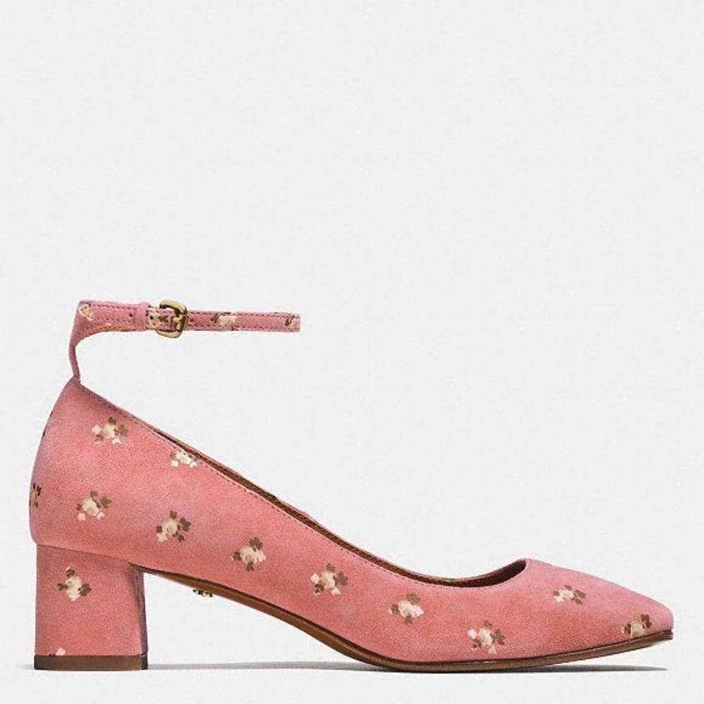 Coach Floral Print Block Heel Pump